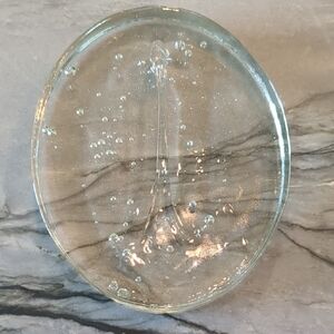 Clear Glass Paperweight with Bubbles